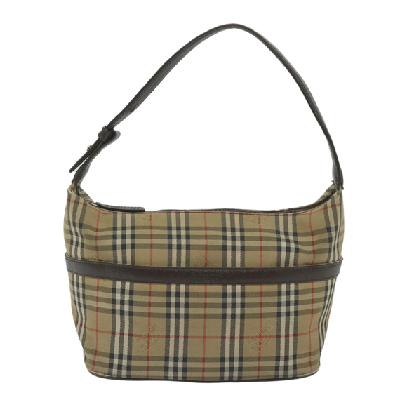 Burberrys Nova Check Shoulder Bag Nylon Canvas Beige Auth 60438 - Picture 13 of 16